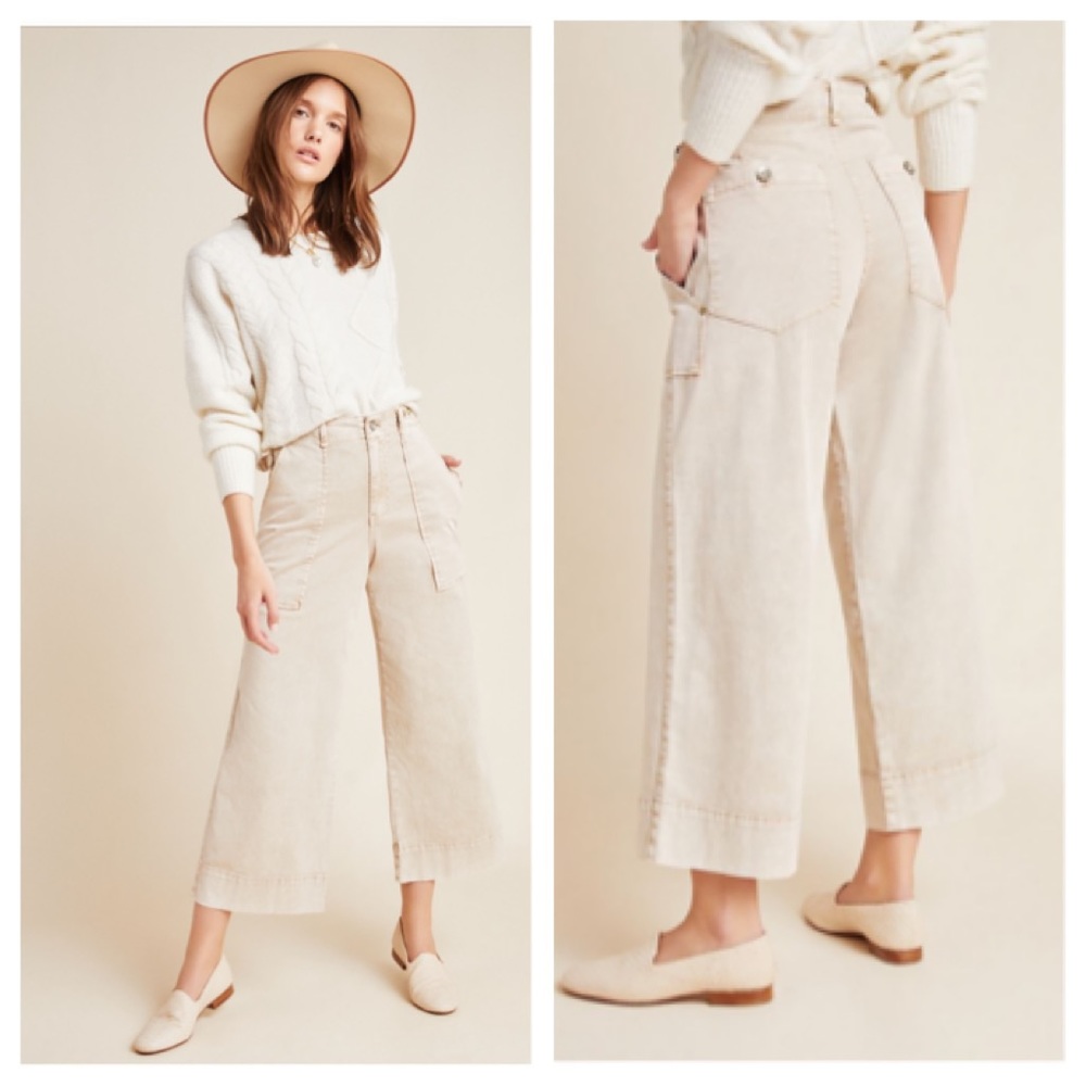 Anthropologie Carey Cropped Wide Leg Utility Pants